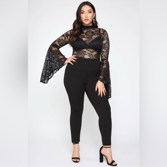 NWT FAME MONSTER LACE JUMPSUIT BLACK SIZE 3X - Picture 2 of 13